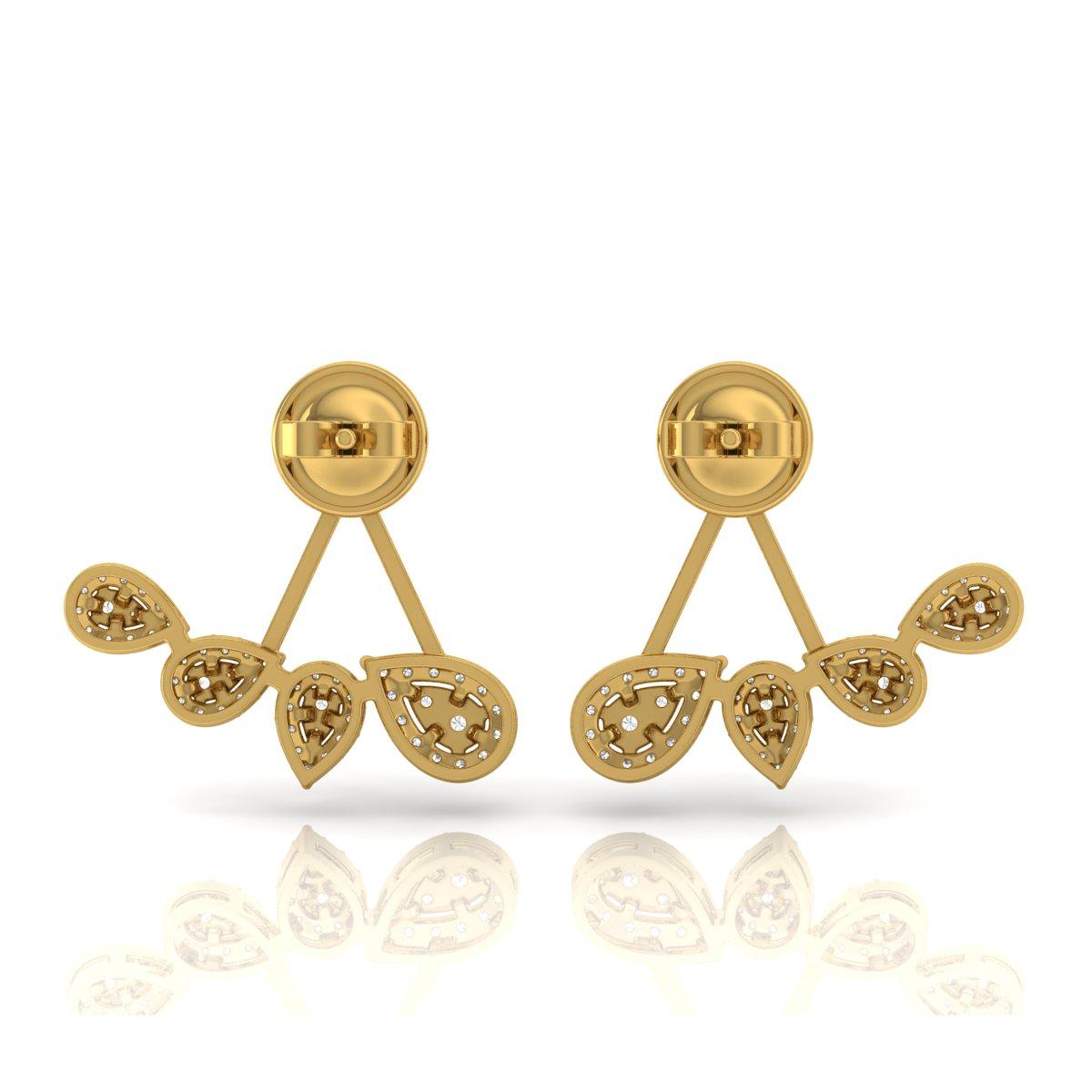Pendientes de diamantes baguette de 1,40 quilates, claridad SI y color HI, oro amarillo de 18 quilates Moderno en venta