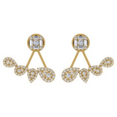 1,40 Karat SI Reinheit HI Farbe Baguette Diamant-Ohrringe 18 Karat Gelbgold