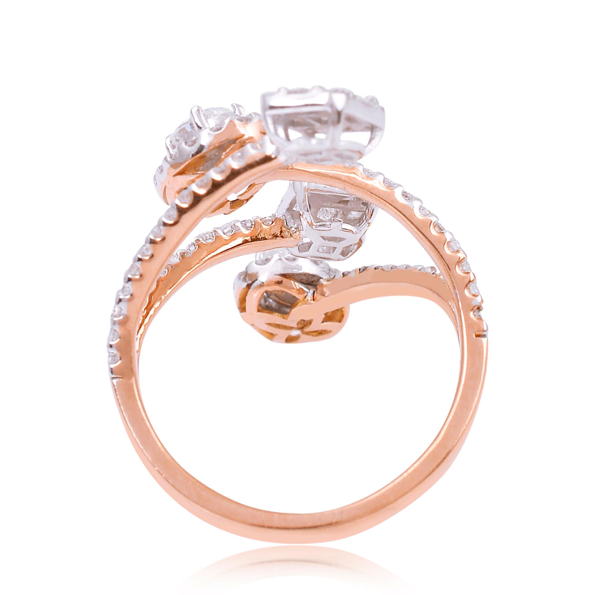 For Sale:  1.40 Carat SI Clarity HI Color Diamond Designer Ring 18 Karat Rose Gold Jewelry 2