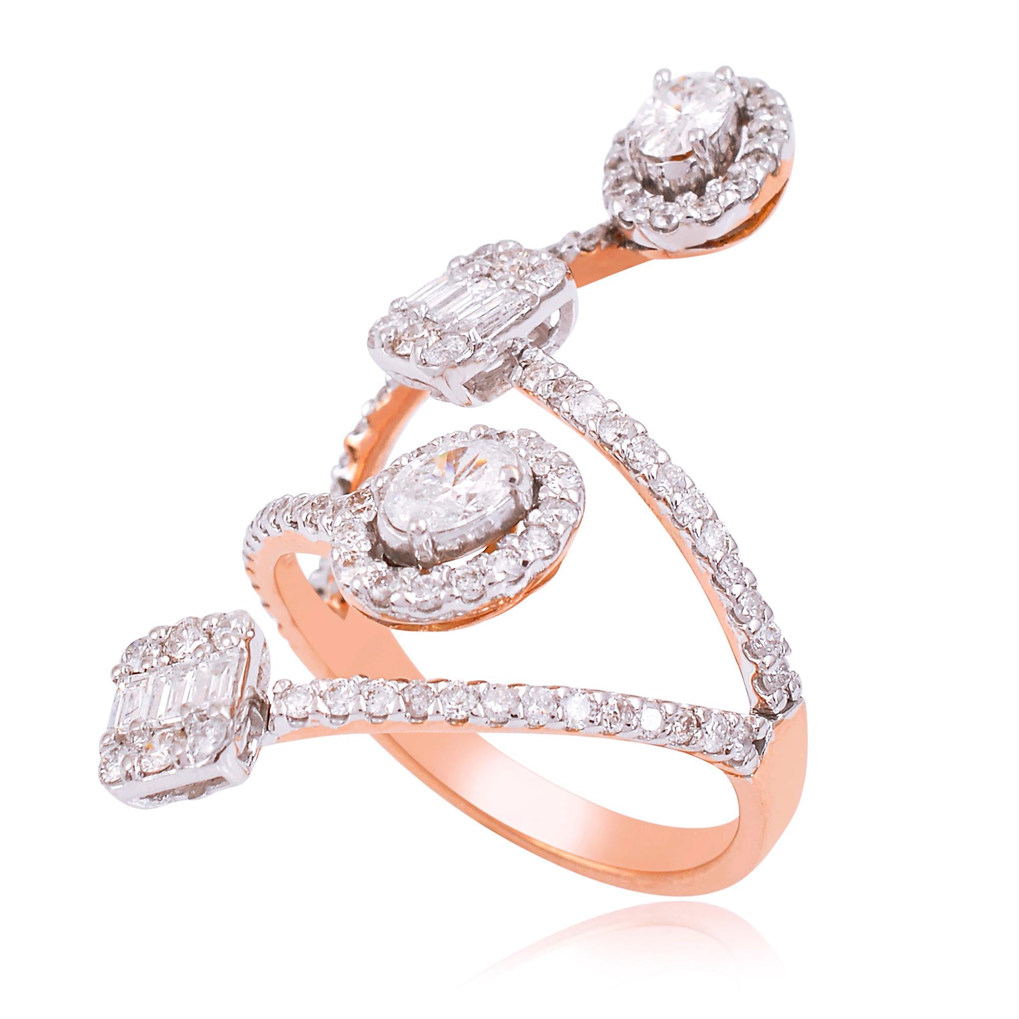 For Sale:  1.40 Carat SI Clarity HI Color Diamond Designer Ring 18 Karat Rose Gold Jewelry 5