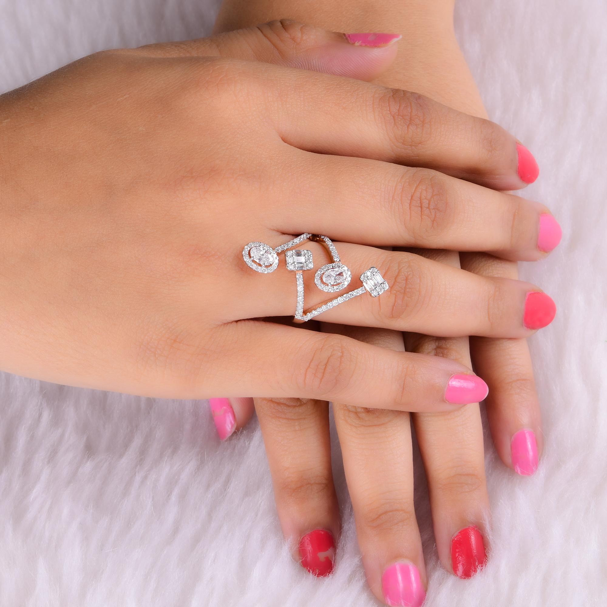 For Sale:  1.40 Carat SI Clarity HI Color Diamond Designer Ring 18 Karat Rose Gold Jewelry 6