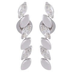1.40 Carat SI Clarity HI Color Marquise Diamond Earrings 14 Karat White Gold