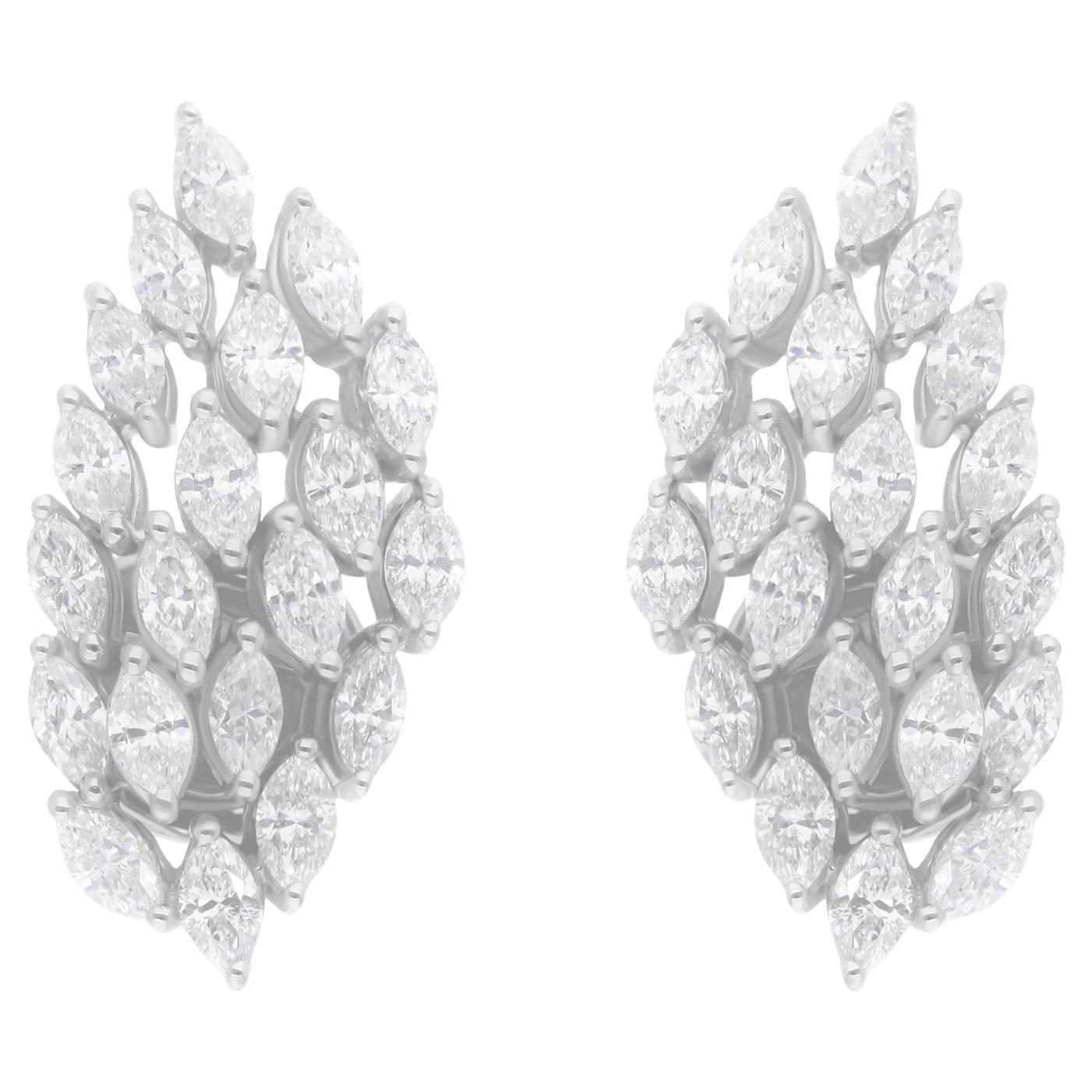1.40 Carat SI/H Marquise Brilliant Cut Diamond Earrings 18k White Gold Jewelry