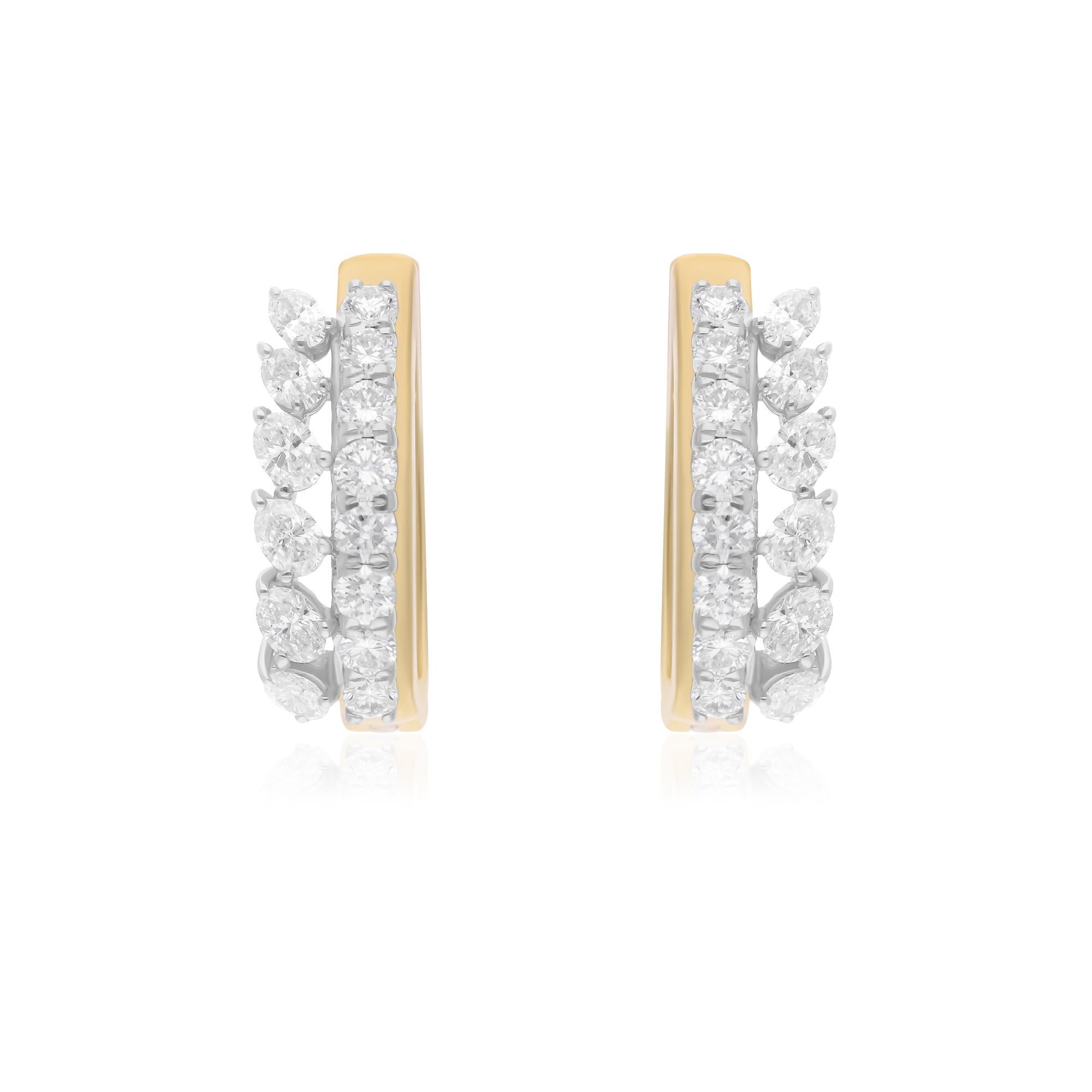 Diese exquisiten Ohrringe sind aus 18-karätigem Gold gegossen und mit 1,40 Karat funkelnden Diamanten besetzt.

FOLLOW SPECTRUM JEWELS Storefront, um die neueste Collection'S und exklusive Stücke zu sehen. Spectrum Jewels ist stolz darauf, ein Top