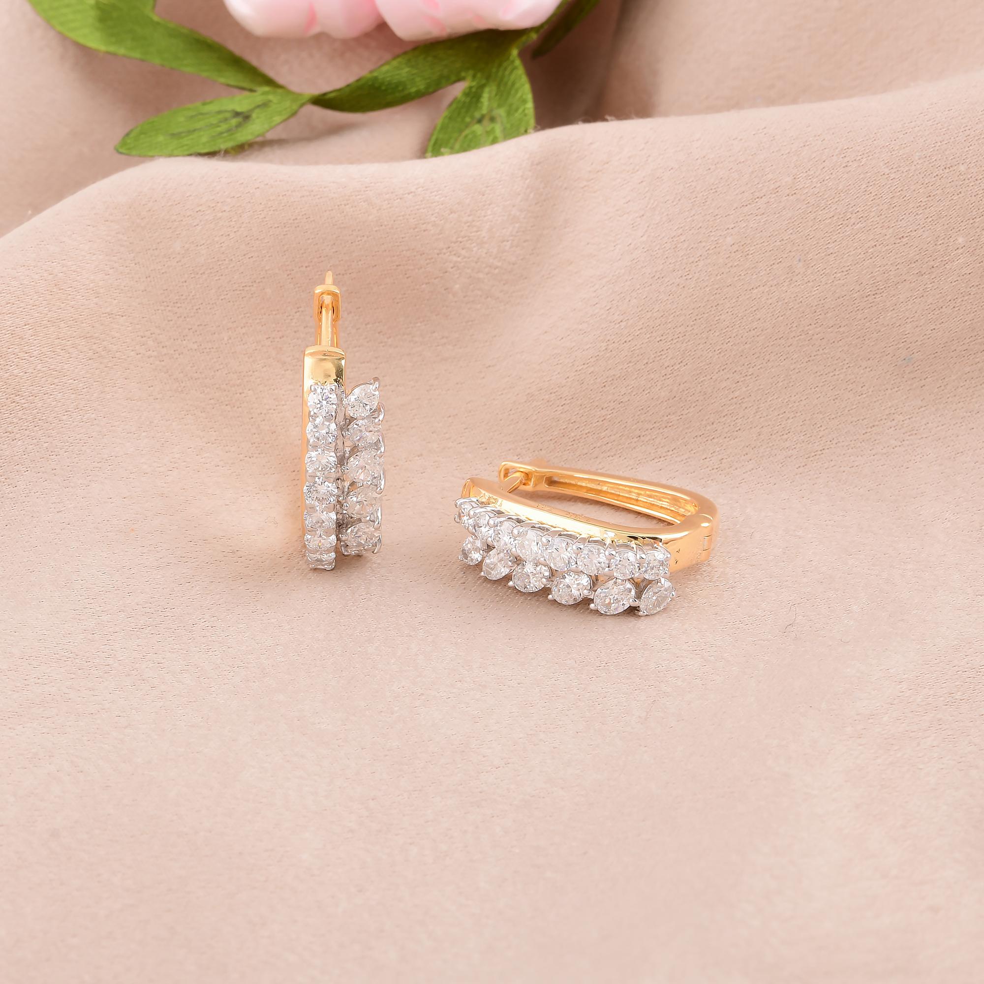 1,40 Karat SI/H Oval Runde Diamant-Ohrringe im Brillantschliff 18 Karat Gelbgold (Moderne) im Angebot