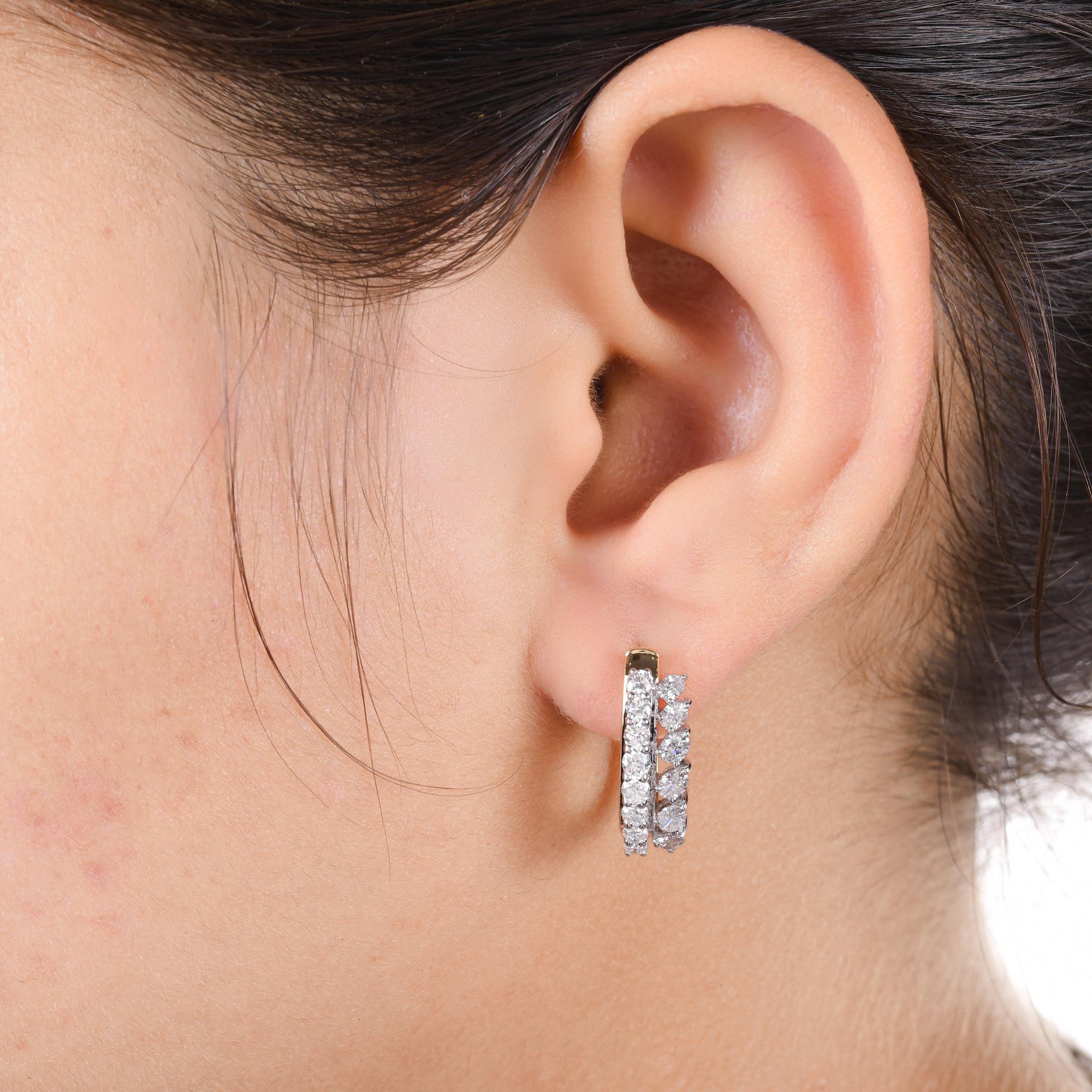 1,40 Karat SI/H Oval Runde Diamant-Ohrringe im Brillantschliff 18 Karat Gelbgold (Ovalschliff) im Angebot