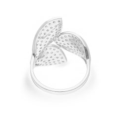 1.40 Carat SI/H Round Brilliant Cut Diamond Leaf Ring 18k White Gold Jewelry
