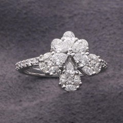 1.40 Carat SI/Hi Pear & Marquise Diamond Designer Ring 18 Karat White Gold