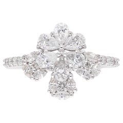 1.40 Carat SI/Hi Pear & Marquise Diamond Designer Ring 18k White Gold Jewelry