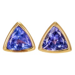 Vintage 1.40 Carat Tanzanite Stud Earrings with Spectacular Color, EGL USA