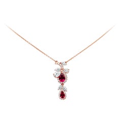 Roman Malakov 1,40 Karat Gesamt Rubin & Diamant Anhänger Halskette in Rose Gold