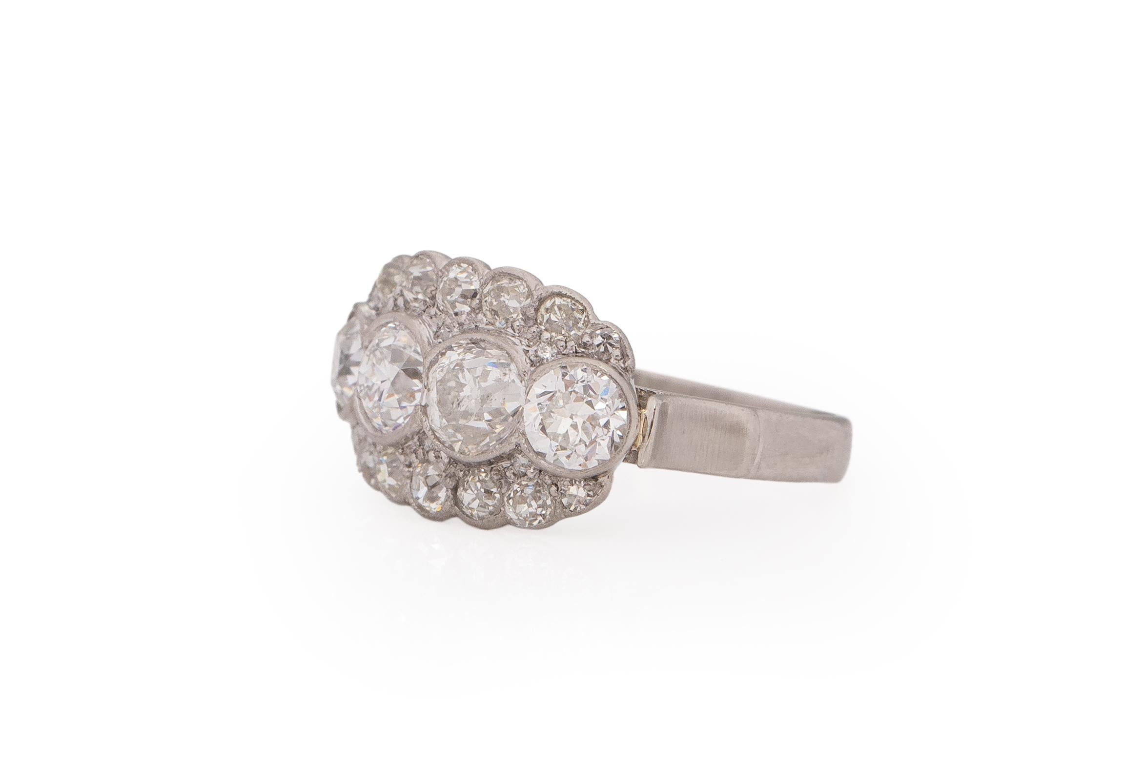 Old European Cut 1.40 Carat Total Weight Art Deco Diamond Platinum Engagement Ring