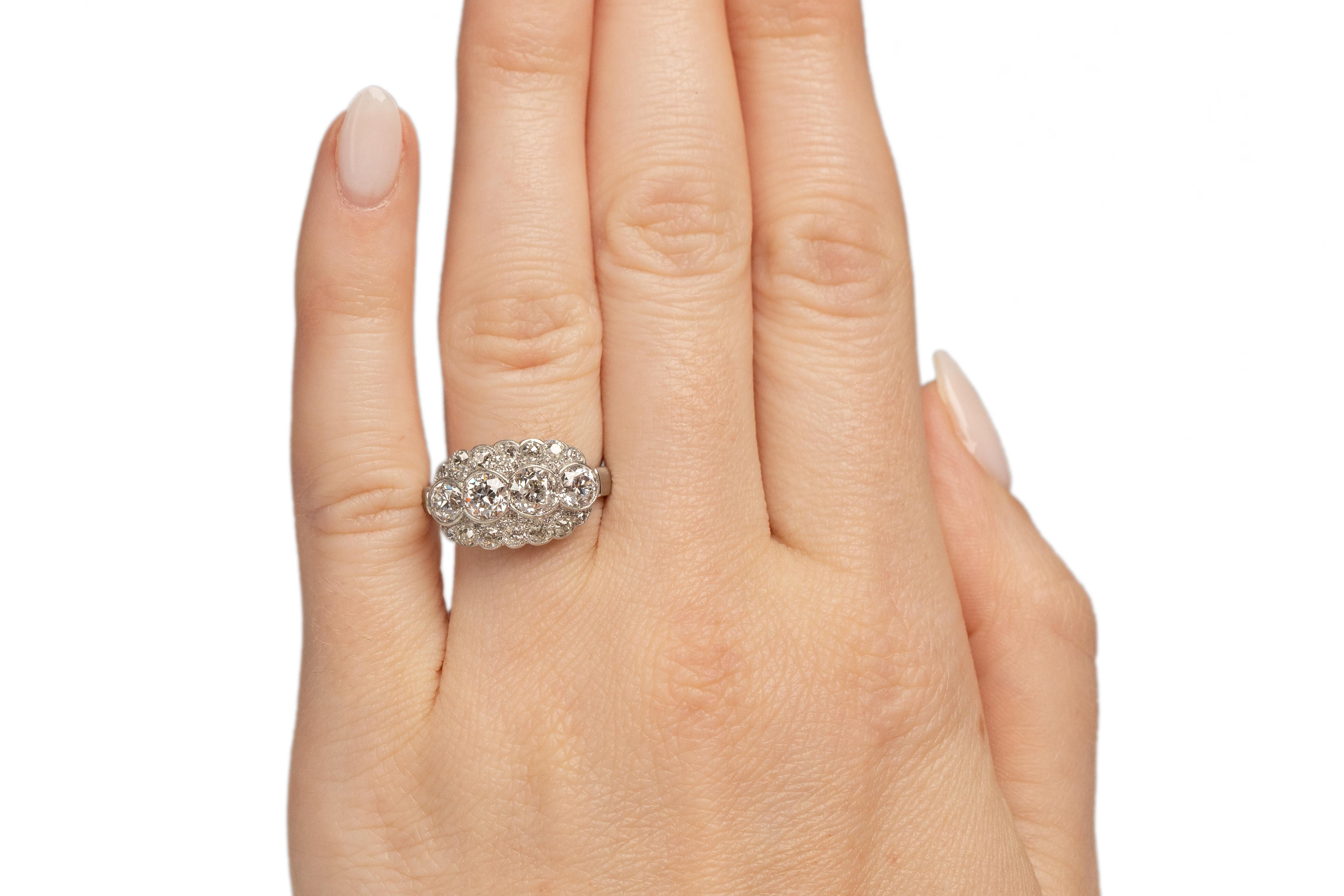 Women's 1.40 Carat Total Weight Art Deco Diamond Platinum Engagement Ring