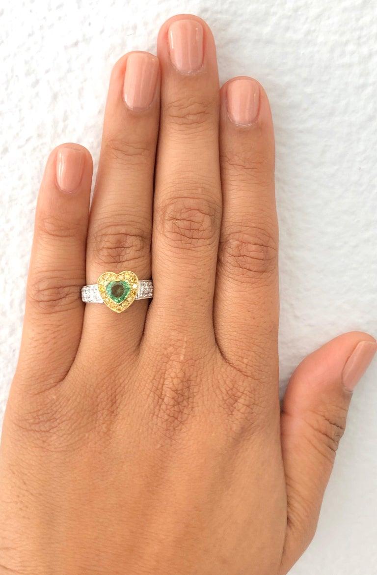 1.40 Carat Tsavorite Yellow Diamond 18 Karat White Gold Cocktail Ring In New Condition For Sale In Los Angeles, CA