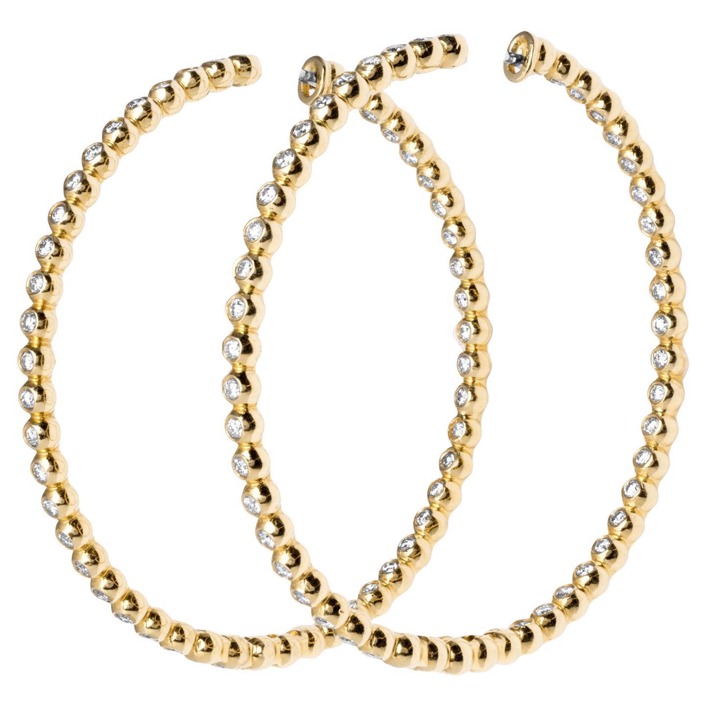 Boucles d'oreilles Inside Out en or jaune 18 carats 1,40 carats avec chaton et diamant