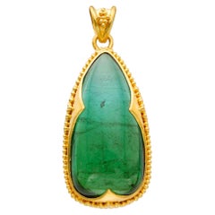 14.0 Carats Blue-Green Tourmaline 22k Gold Pendant