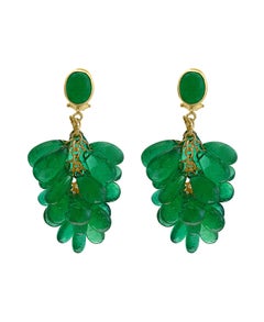 140 Carat Colombian Emerald Briolettes Hanging Drop Earrings 18 Karat Gold