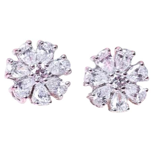 Orecchini floreali in oro 18K con diamanti da 1,40 carati