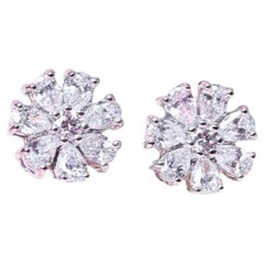 1.40 Carats Diamonds 18K Gold Floral Earrings