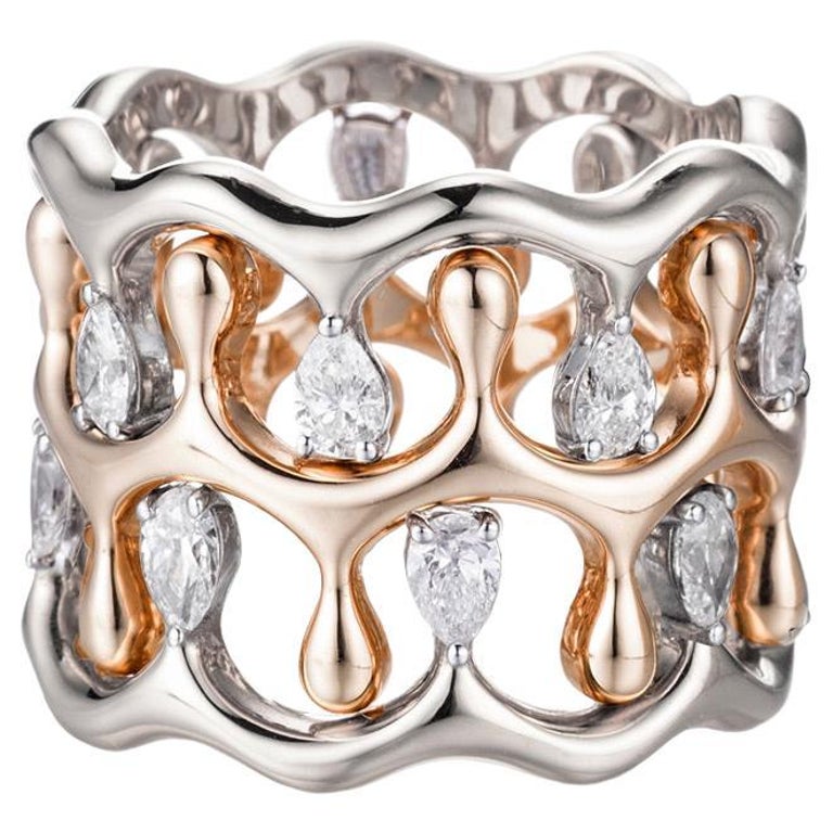 Bague Or Rose 18k Avec Diamants, Taille 54.5, Neuf Avec étiquettes