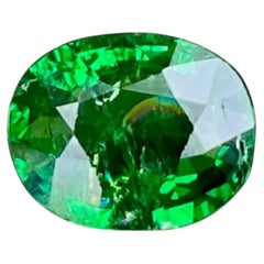 1.40 carats Green Tsavorite Garnet Stone Oval Cut Kenyan Gemstone