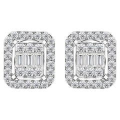 0.45 Carats Natural Diamond Ear Climber Earrings in 14K White Gold Fine Jewelry
