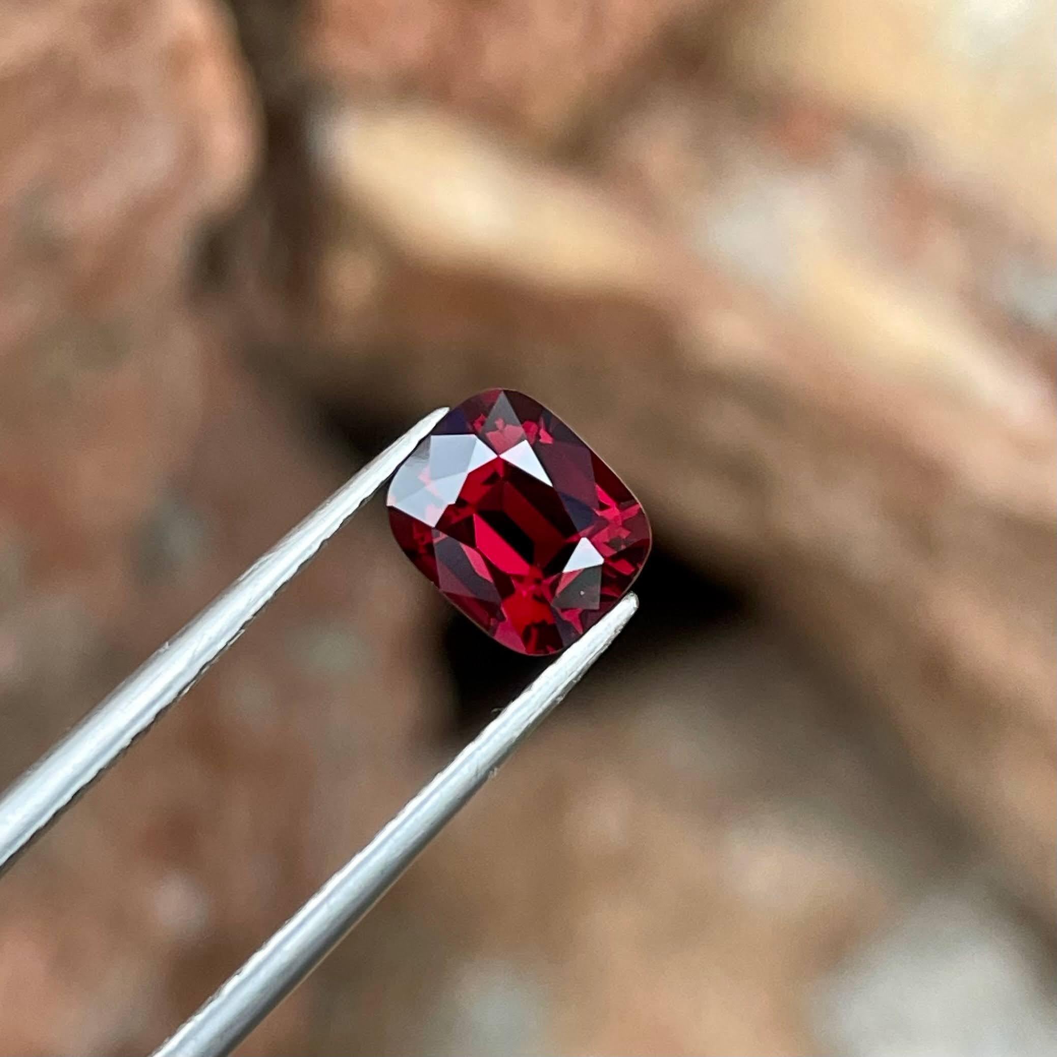 Modern 1.40 Carats Natural Red Loose Burmese Spinel Stone Cushion Cut Gemstone For Sale