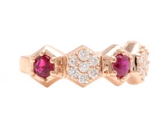 1.40 Carats Natural Ruby and Diamond 14k Solid Rose Gold Ring