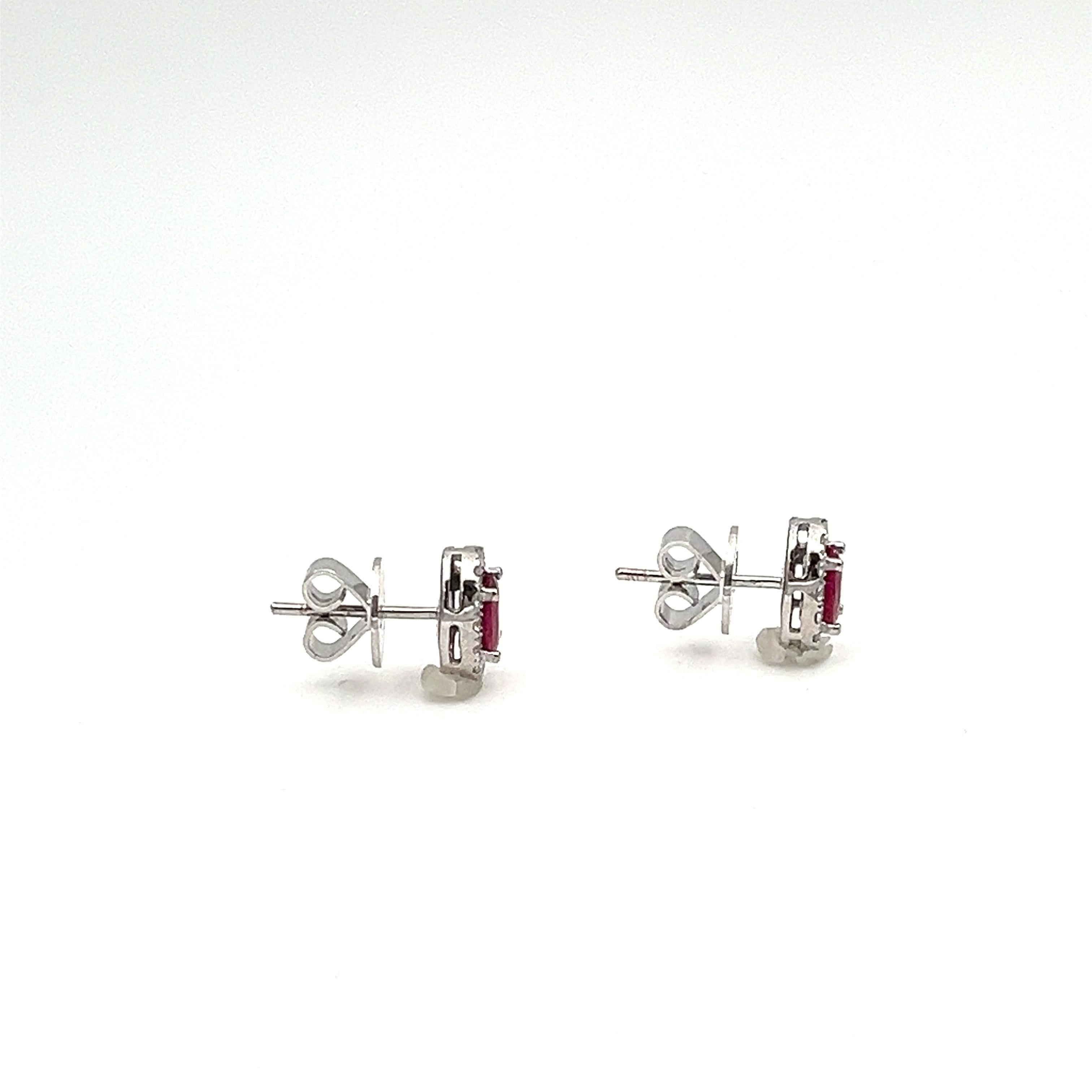Oval Cut 1.40 ct Burma Ruby & Diamond Earrings For Sale