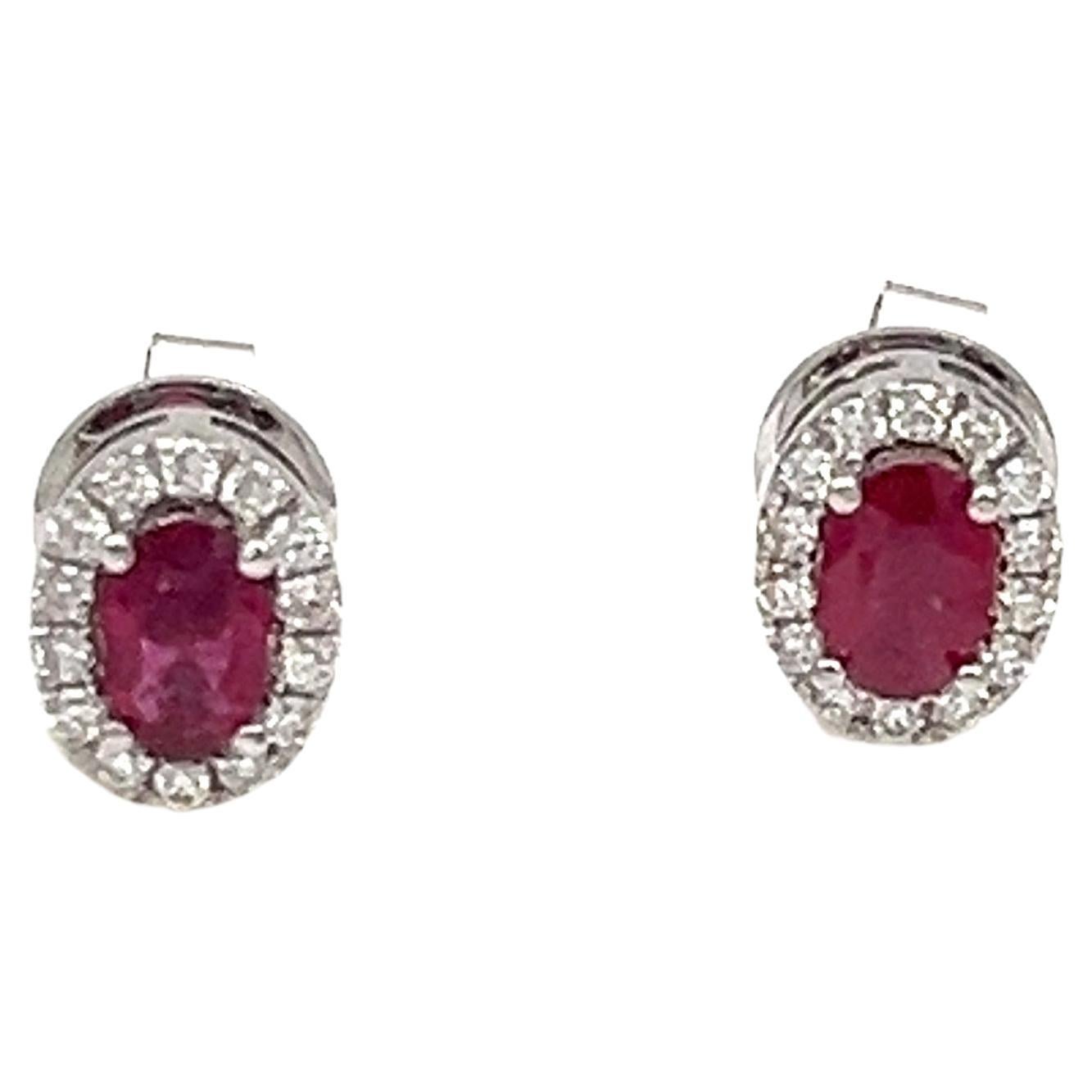 1.40 ct Burma Ruby & Diamond Earrings For Sale
