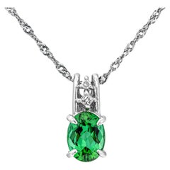 1.40 Ct Natural Green Tourmaline Necklace and Pendant