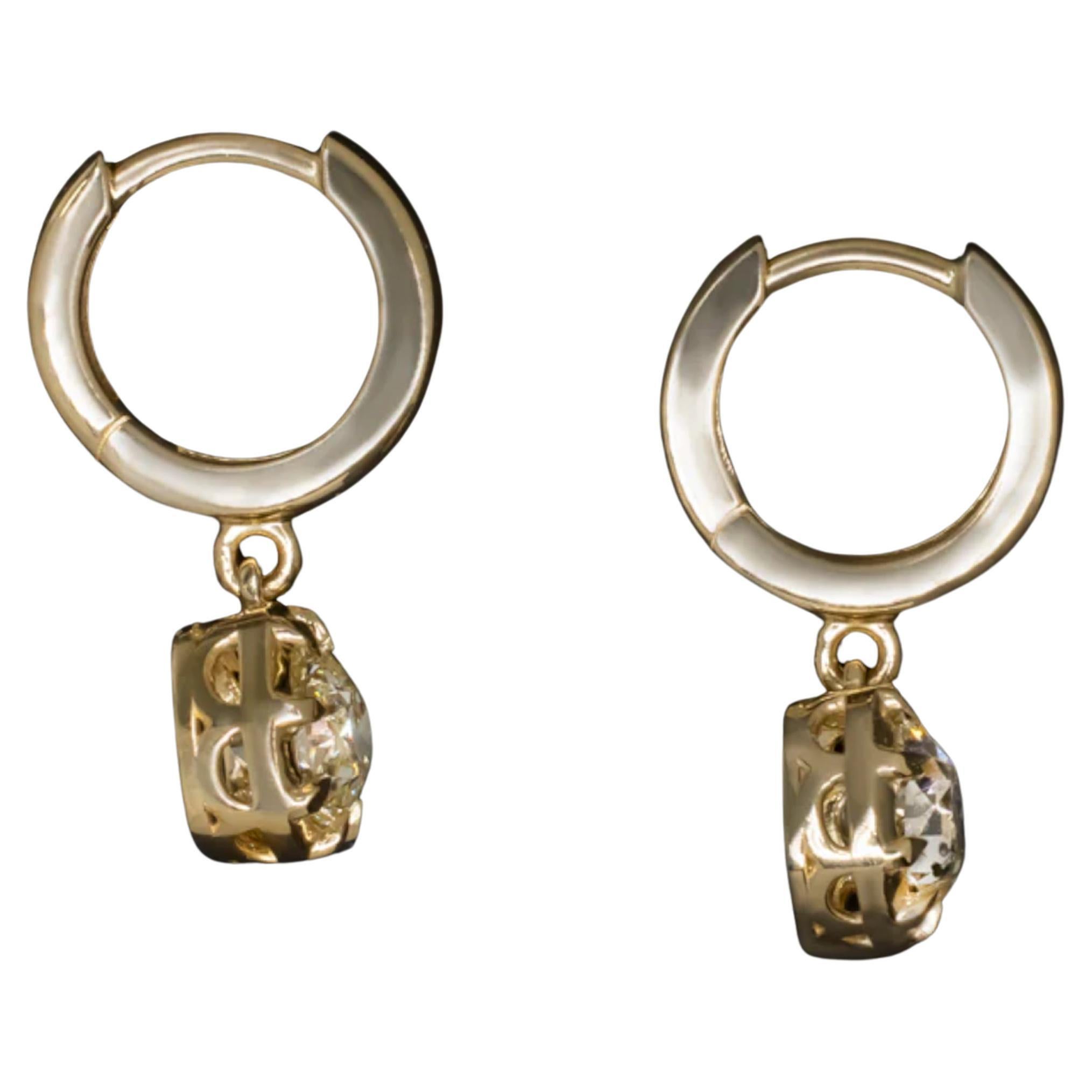 Art déco 1.40 Ct. Boucles d'oreilles en diamant taillé à l'ancienne en vente