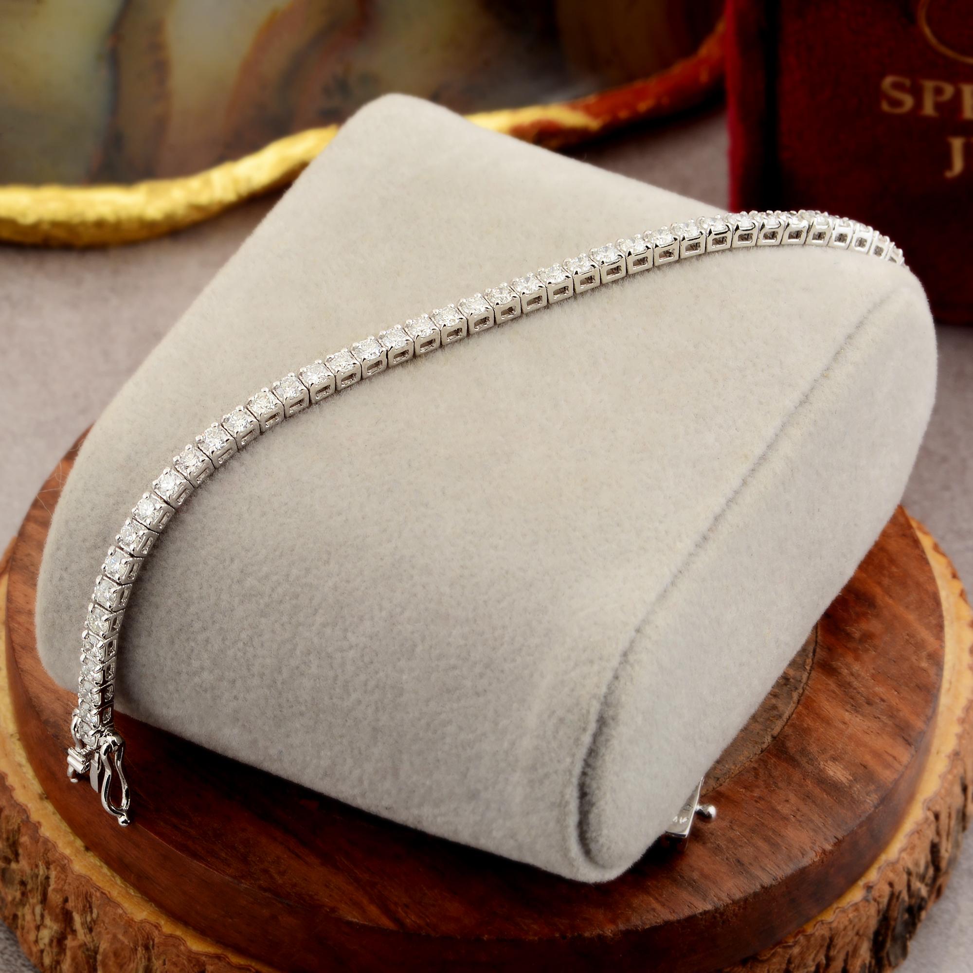 Modern 1.40 Ct SI Clarity HI Color Diamond Tennis Bracelet 10 Karat White Gold Jewelry For Sale