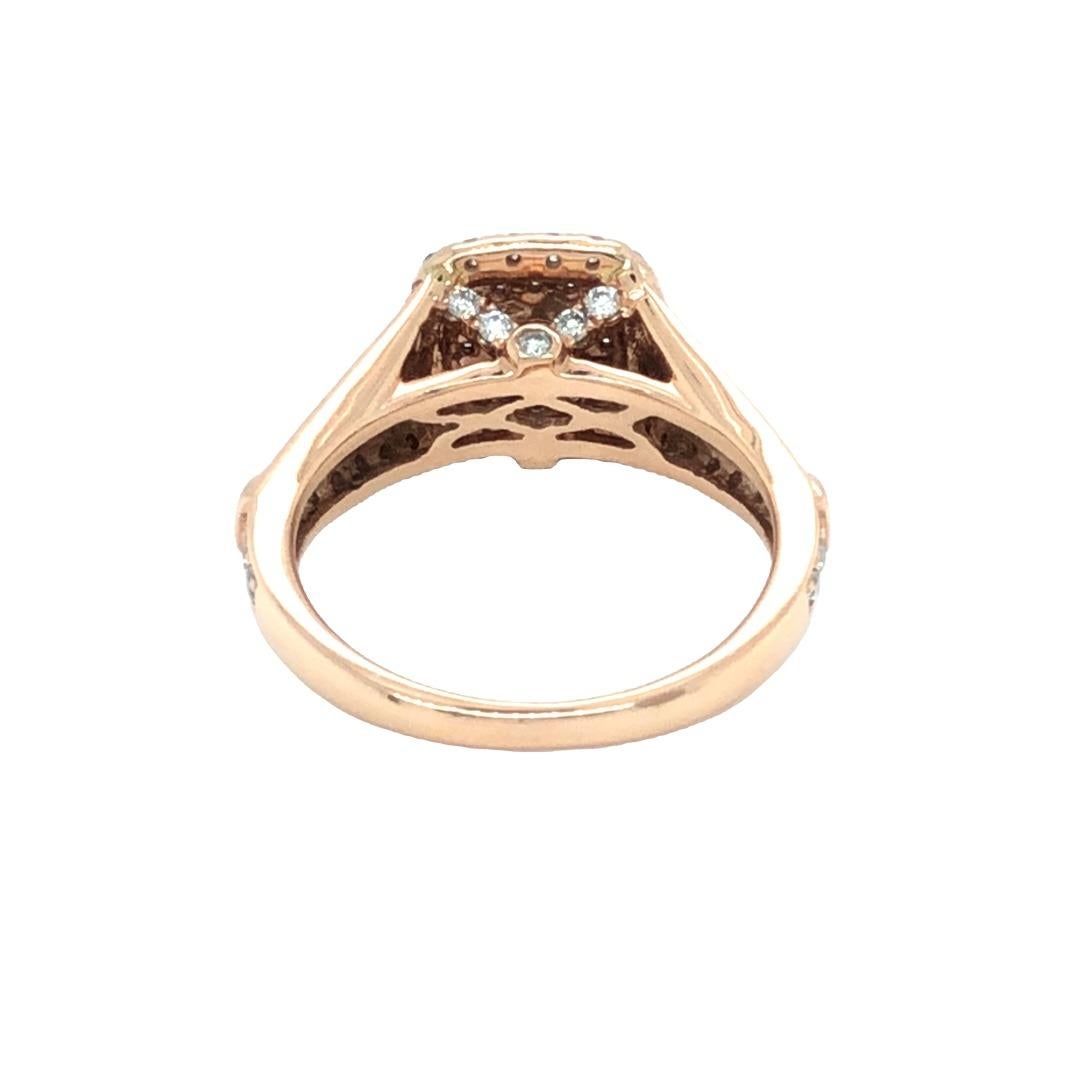1.40 Cttw. Round Brilliant Diamond Halo Engagement Ring 14k Rose Gold For Sale 1