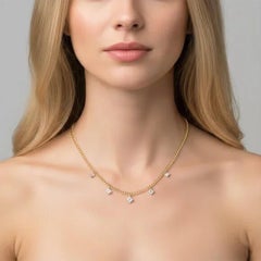 0.27ct Baguette & 0.11ct Full-Cut Diamond 14K Yellow Gold Link Necklace