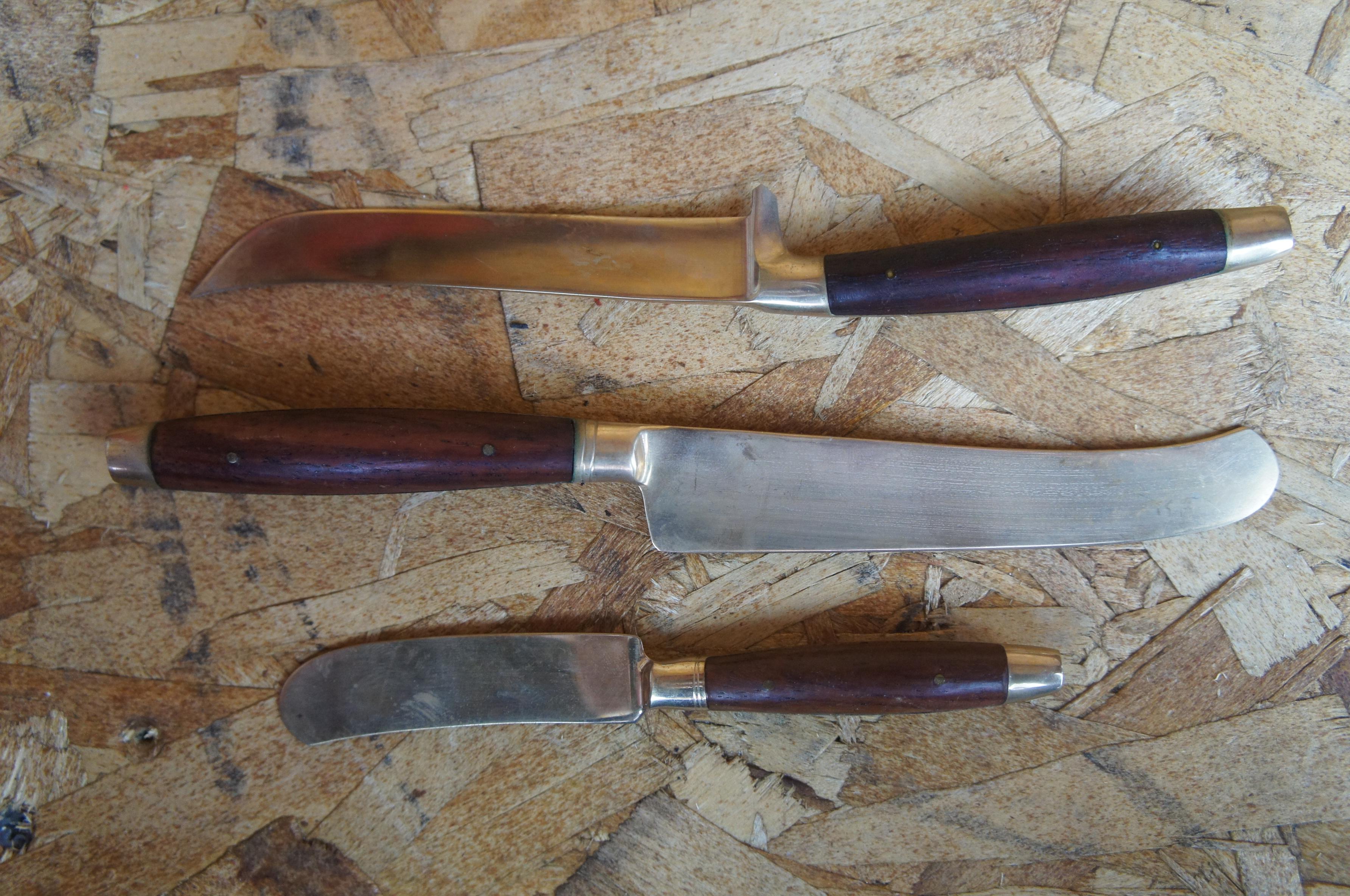 140 Pc Mid Century Modern Thai Brass Rosewood Cutlery Flatware Serving Set & Box 2