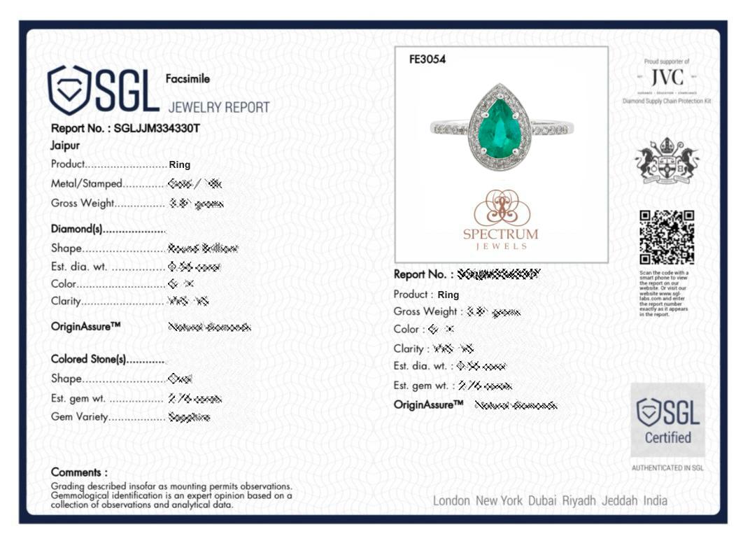 1,40 Tc Birnenförmiger natürlicher Smaragd Edelstein Halo Ring Diamant 18k Weißgold Schmuck Damen im Angebot