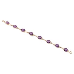 14.00 Carat Amethyst Yellow Gold Link Bracelet