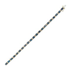 14.00 Carat Oval Royal Sapphire Diamond Gold Hinged Link Bracelet