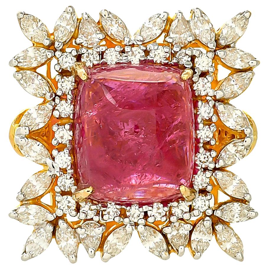 14.00 Carat Rubellite Diamond Cocktail Ring For Sale