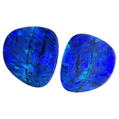 14.00 Carats Australian Opal Pair Royal Blue Flash play of Color Stone Gemstone (paire d'opales australiennes bleu royal)