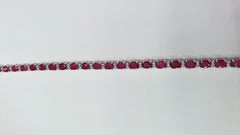 14 Carat Ruby Diamond 18K White Gold Tennis Bracelet