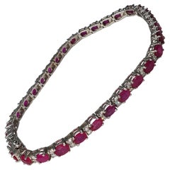 14 Carat Ruby Diamond 18K White Gold Tennis Bracelet