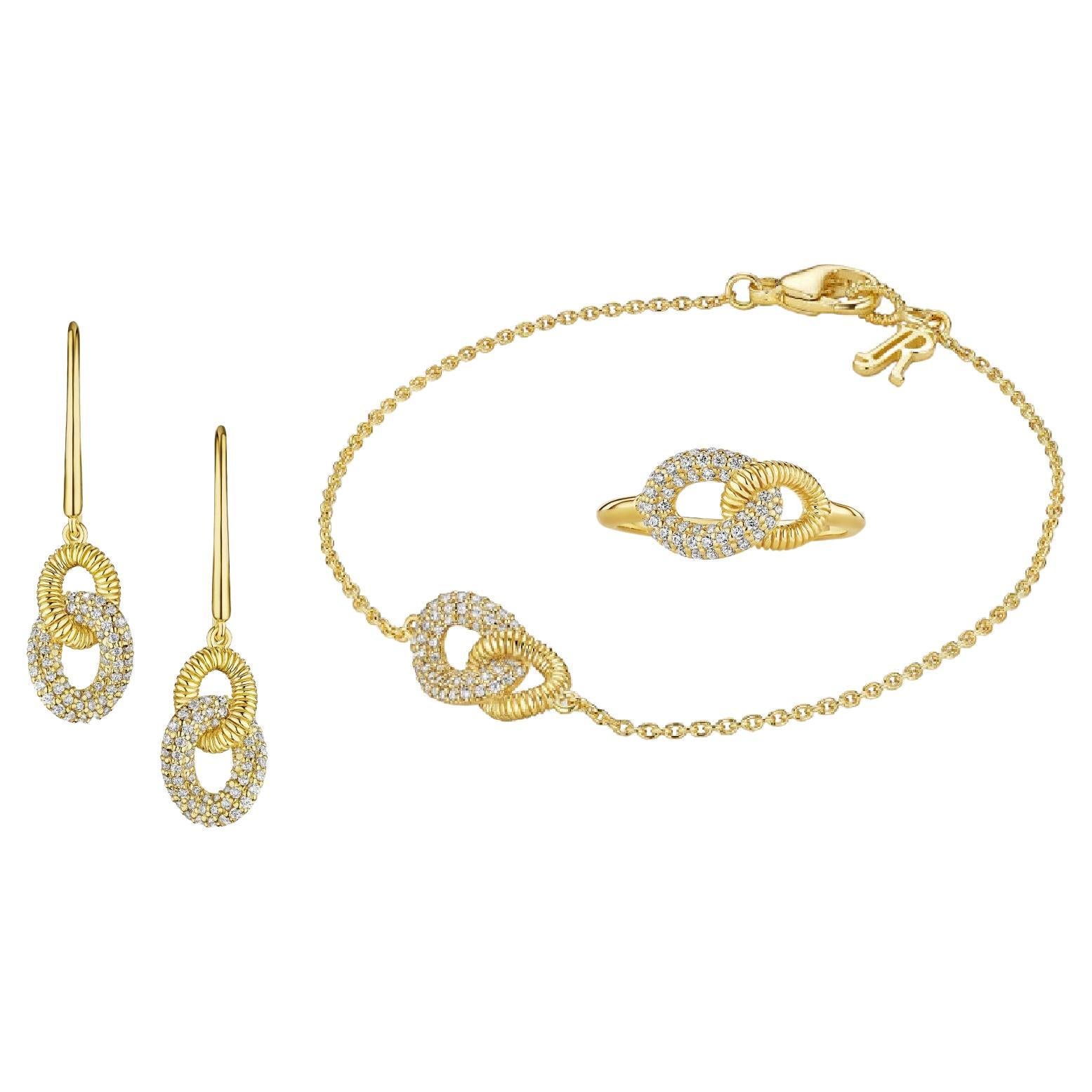 $14000 / NEW / Judith Ripka Set / 18K Gold & Diamond / Eternity Link Collection For Sale