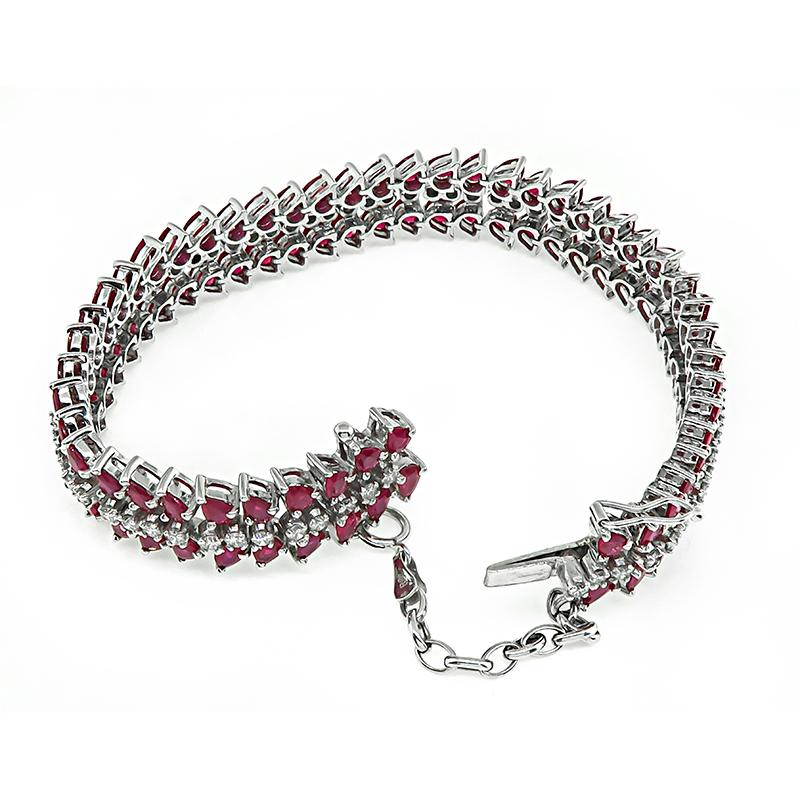 14.00ct Ruby 1.40ct Diamond Bracelet In Good Condition For Sale In New York, NY