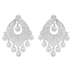 Boucles d'oreilles pendantes et chandelier en diamants de 14,01 carats