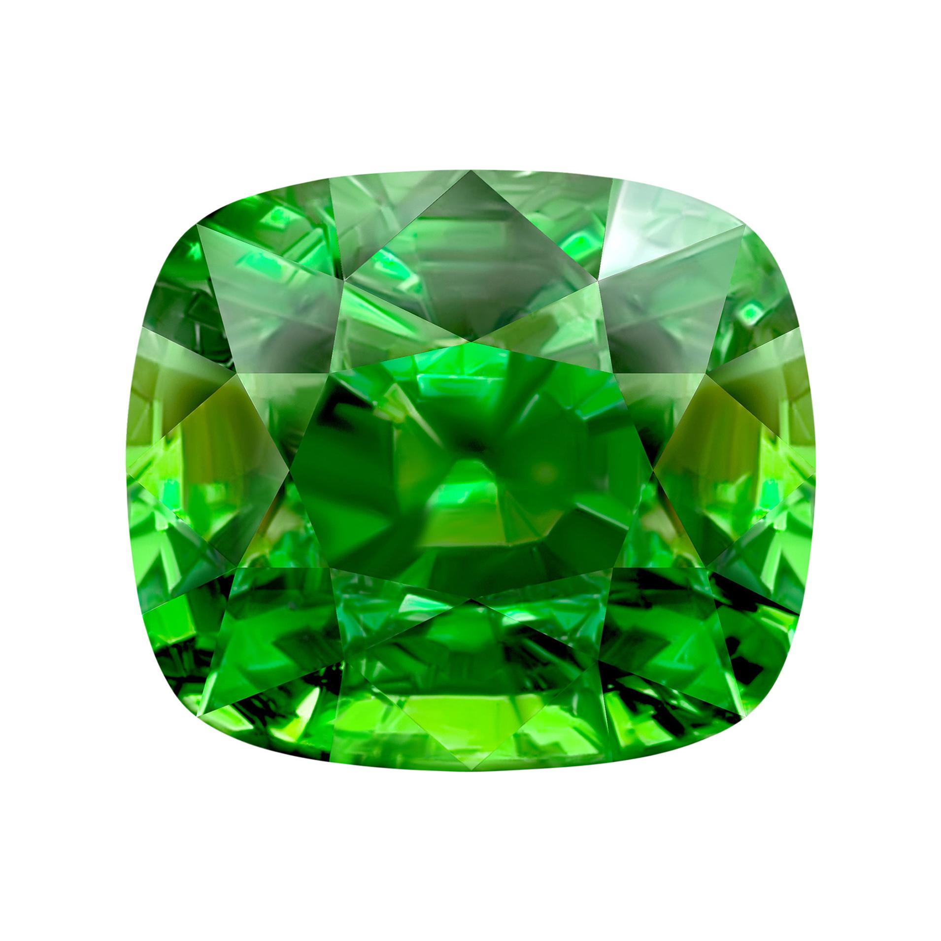 14, 02 Carat Natural Intense Green Neon Kenyan Tsavorite Cushion GRS Certificate