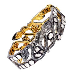 Bracelet serpent entrelacé en diamants taille rose de 14,02 carats