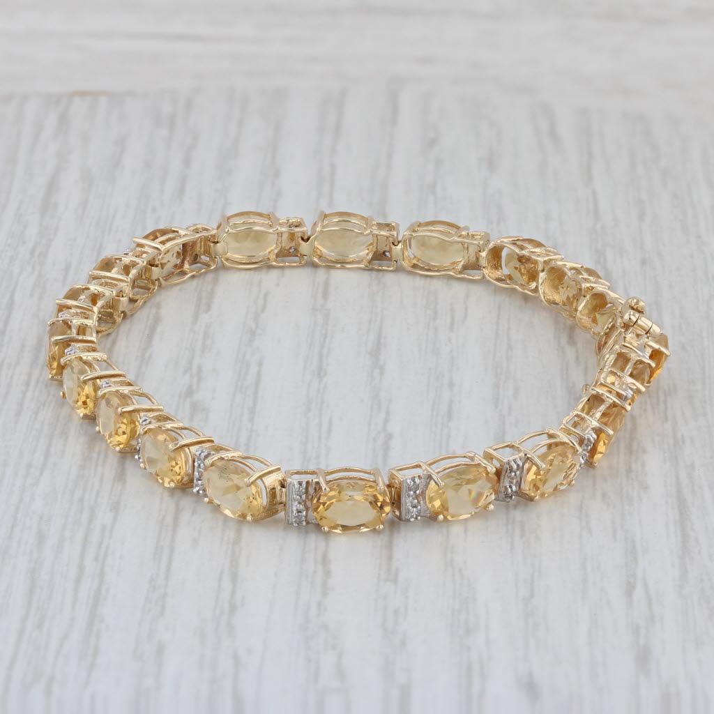 Women's 14.02ctw Citrine Diamond Tennis Bracelet 14k Yellow Gold 7.5