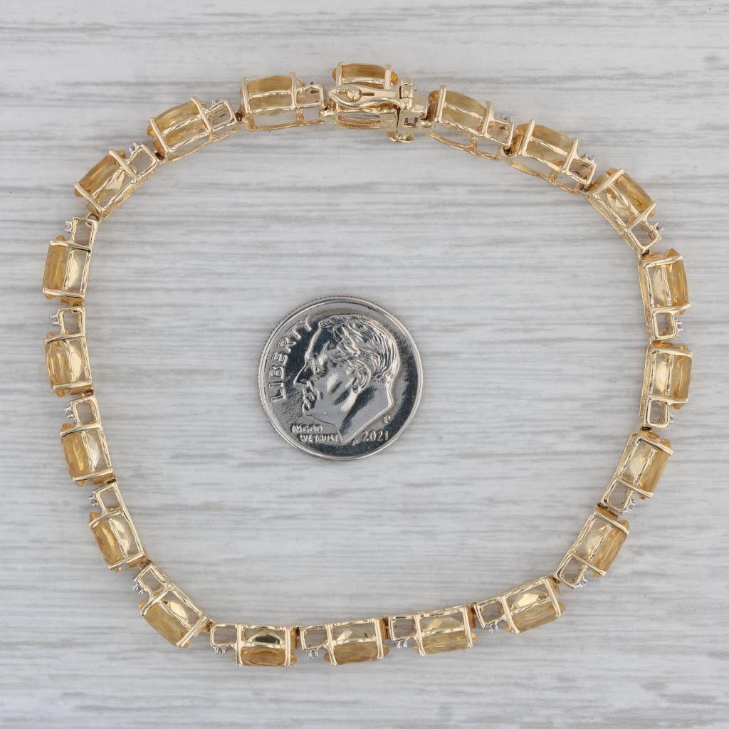 14.02ctw Citrine Diamond Tennis Bracelet 14k Yellow Gold 7.5